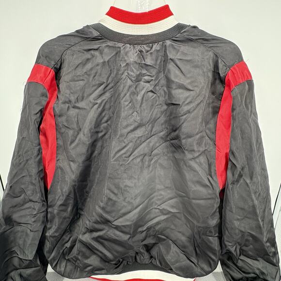 Vintage 80's Michelob Beer Anheiser Busch Black & Red Satin Bomber Jacket L - Picture 9 of 11